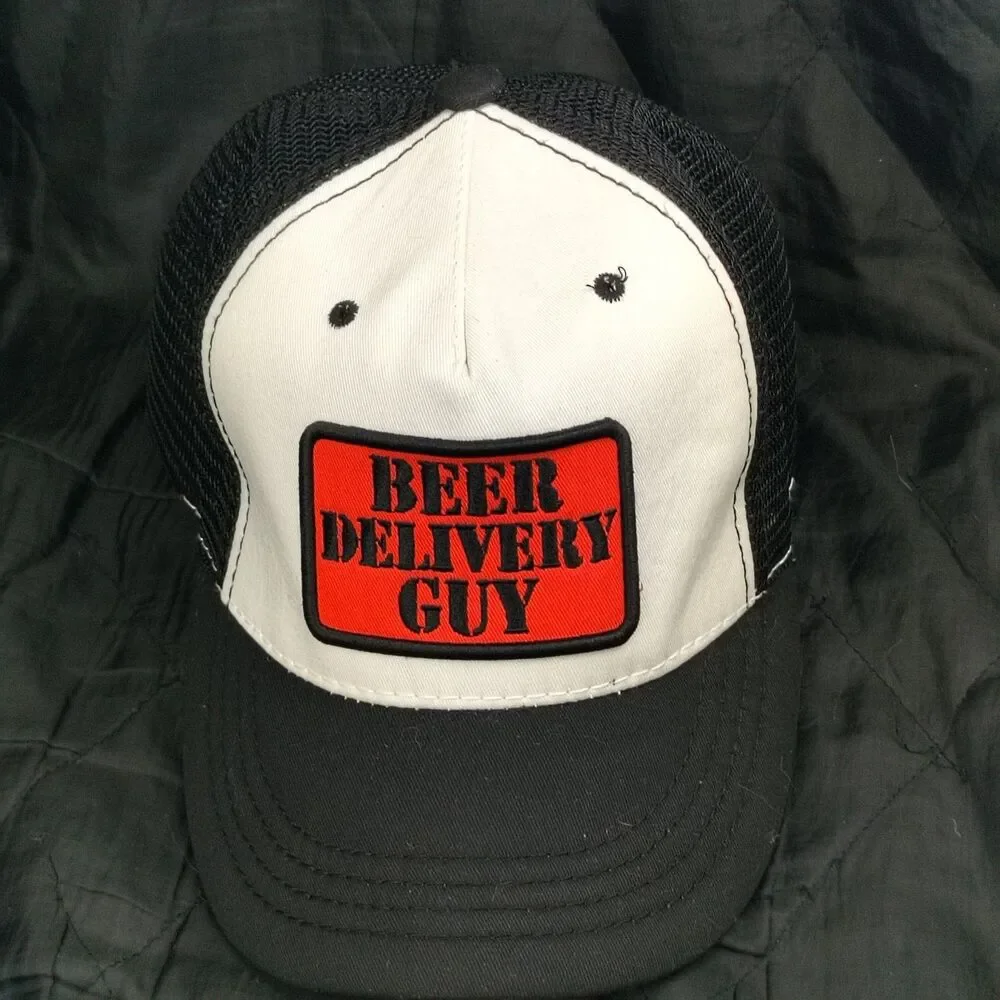 Steve & Barry's Beer Delivery Guy Trucker Hat Men's Adjustable Black White Red